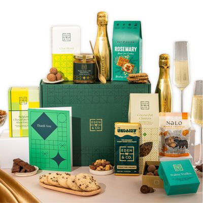 Thank You Hamper for Her, Luxury Hamper with Truffles & Hot Chocolate Set Plus 1 Prosecco by EDEN & CO
