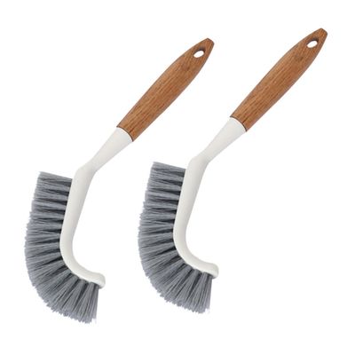 Amosfun 2pcs Wooden Handle Floor Shower Cleaning Brush for Gaps Scrub Brush for Cleaning Window Sills and Bathtubs
