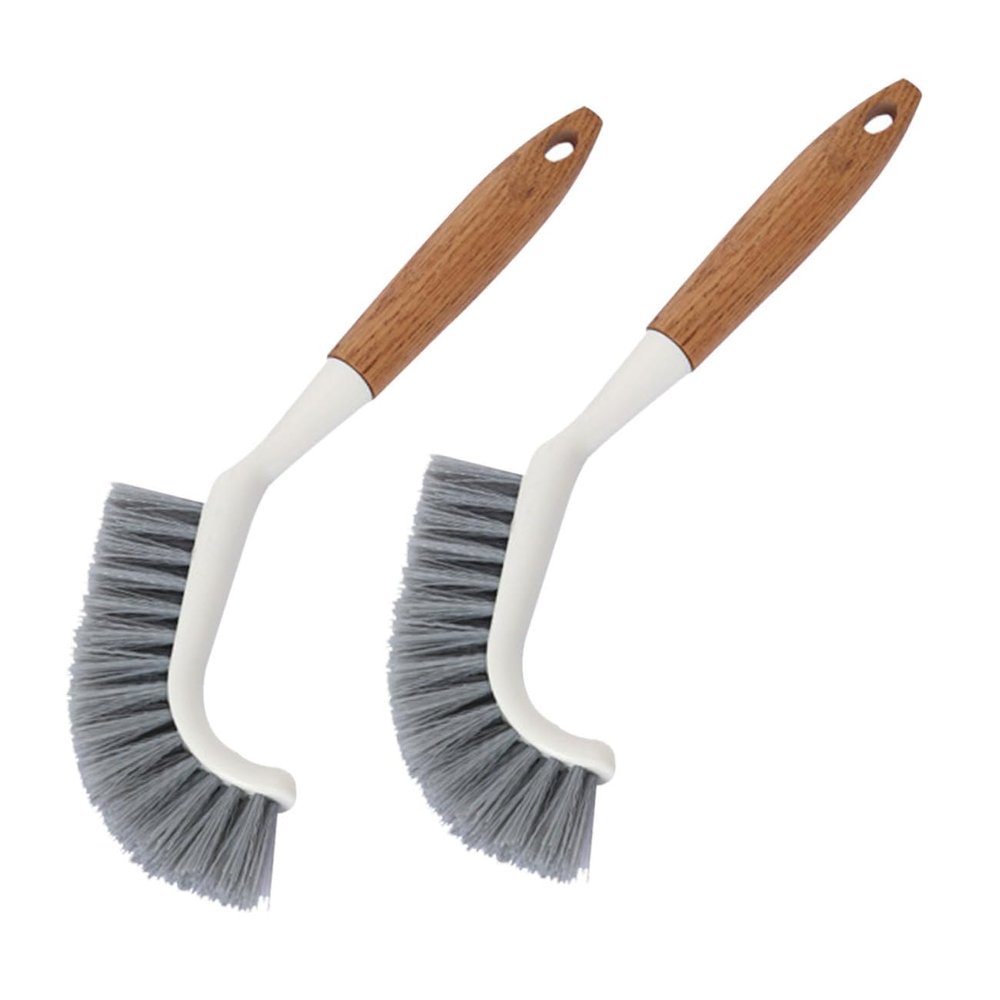 Amosfun 2pcs Wooden Handle Floor Shower Cleaning Brush for Gaps Scrub Brush for Cleaning Window Sills and Bathtubs
