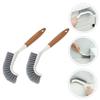 Amosfun 2pcs Wooden Handle Floor Shower Cleaning Brush for Gaps Scrub Brush for Cleaning Window Sills and Bathtubs view 3