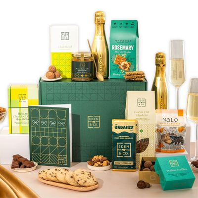 Gluten Free Hamper with Truffles & Hot Chocolate Set, Gift Hamper Women & Men Plus 2 Proseccos by EDEN & CO
