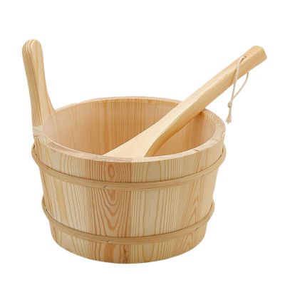 Sauna Kit,Sauna Wooden Water Bucket - Wooden Shower Supplies Leakproof 4L Capacity Bath Tools for Apartment Garden Outdoor Steam Bathing Bathrooms Home Hotel Backyard House