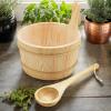 Sauna Kit,Sauna Wooden Water Bucket - Wooden Shower Supplies Leakproof 4L Capacity Bath Tools for Apartment Garden Outdoor Steam Bathing Bathrooms Home Hotel Backyard House view 3