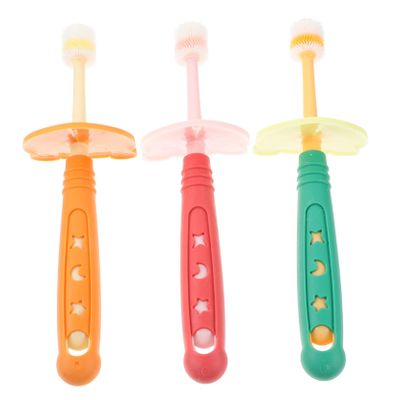 DECOMELODY 3pcs Rotatable Toothbrush Boys and Girls Toothbrush Supple Bristles Manual Oral Cleaning Tool for Boy Girl's Dental Care at Home Travel Random Color