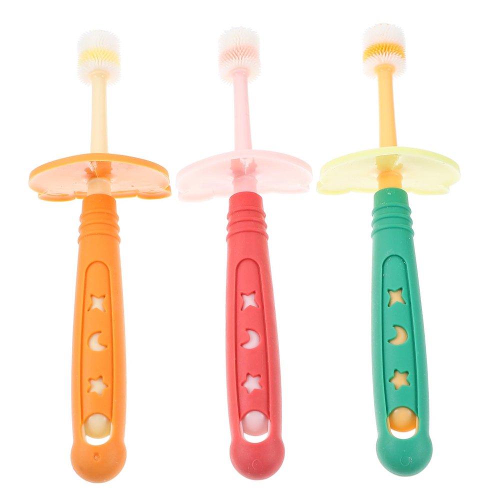 DECOMELODY 3pcs Rotatable Toothbrush Boys and Girls Toothbrush Supple Bristles Manual Oral Cleaning Tool for Boy Girl's Dental Care at Home Travel Random Color