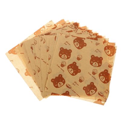 FONDOTIN Greaseproof French Fries Paper Food Wrapping Paper 20 X 20 CM Light Brown Unbleached Waterproof Odourless Parchment Liner for Sandwiches Burgers and Kitchen Baking