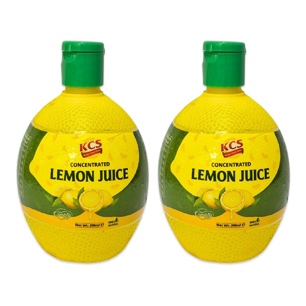 KCS Lemon Juice 200ml x 2 (Total 400ml) | Premium Food Grade Lemon Juice for Cooking, Beverages, Salads, Marinades, Baking & Culinary Use | Fresh & Tangy Flavour