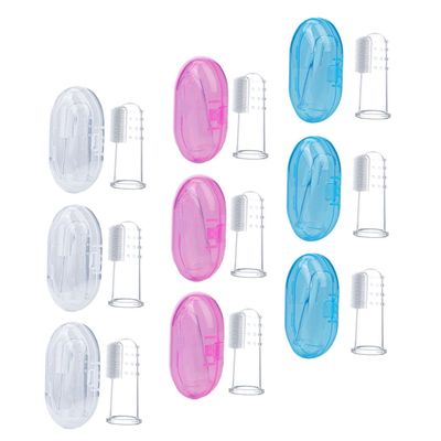 NULYLU 9pcs Finger Toothbrush with Storage Box Silicone Oral Massager and Teeth Cleaner for Newborns Years Double-Sided Soft Bristles and Gentle Gum Massage Ergonomic Design in