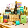 Vegan Hamper with Truffles & Hot Chocolate Set, Wicker Sharing Family Hamper, Birthday Gift Hamper for Her by EDEN & CO - Plus 2 Prosecco view 1