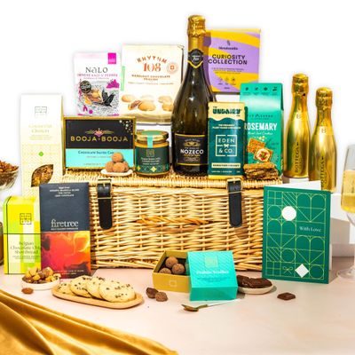 Dairy Free Hamper with Truffles & Hot Chocolate Set, Wicker Sharing Family Hamper, Thinking of You Gift Hamper for Her by EDEN & CO - Plus 2 Prosecco