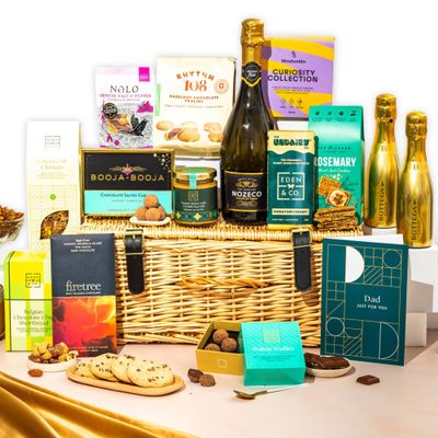 Gluten Free Hamper with Truffles & Hot Chocolate Set, Wicker Sharing Family Hamper, Fathers Day Gift Hamper for Dad by EDEN & CO - Plus 2 Prosecco