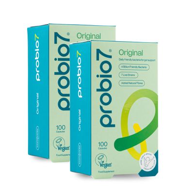 Probio7 Original Gentle Daily Gut Support | Vegan Approved | with 4 Billion CFU, 7 Live Bacterial Strains + Natural Fibre | Digestive Health Supplements, Probiotics for Gut Health, 200 Capsules