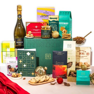 Vegan Hamper with Truffles & Hot Chocolate Set, Perfect Family Hamper for Sharing, Christmas Presents for Her by EDEN & CO