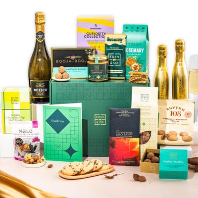 Thank You Hamper for Her, Perfect Family Hamper for Sharing with Truffles & Hot Chocolate Set by EDEN & CO - Plus 2 Prosecco