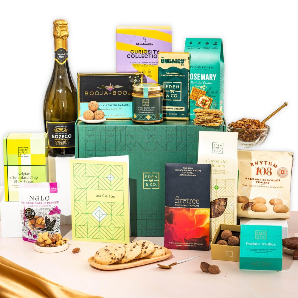 Dairy Free Hamper with Truffles & Hot Chocolate Set, Perfect Family Hamper for Sharing, Just Because Gift Hamper for Her by EDEN & CO