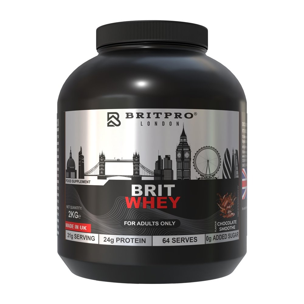 BRITPRO - BRIT Whey, 2kg - Chocolate Smoothe Flavour - 24g Protein, No Added Sugar, No Additives - Whey Protein Concentrate - Lean Muscle, Recovery & Strength - Made in The UK
