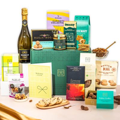 Vegan Hamper with Truffles & Hot Chocolate Set, Perfect Family Hamper for Sharing, New Baby Gift Hamper for Mum by EDEN & CO
