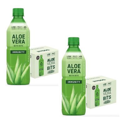 Aloe Vera Drink with Pulp 500ml - 1000ml (Original) | Refreshing & Hydrating | Low Sugar | Enriched with Multi-Vitamins | Supports Digestion & Immunity | Natural & Delicious (24 Bottles, 500ml)