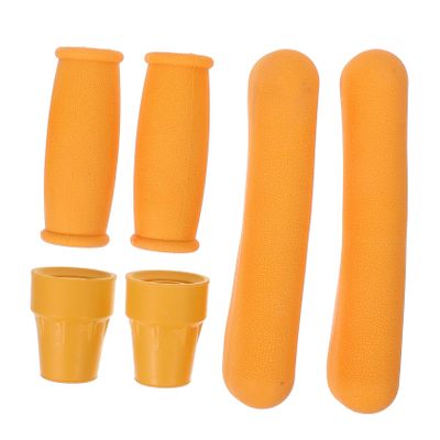 IWOWHERO 6pcs Orange Rubber Crutch Pads and Walking Stick Handle Covers Lightweight Non-Slip Foam Cushions that Reduce Pressure Comfortable Replacement Accessories for Crutch Users