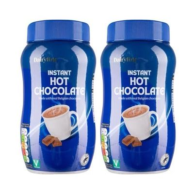 Dairyfine Instant Hot Chocolate, Made with Belgian Chocolate, 2 x 400g Tubs