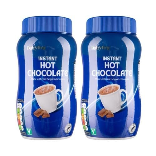 Dairyfine Instant Hot Chocolate, Made with Belgian Chocolate, 2 x 400g Tubs