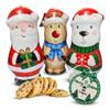 Christmas Character Shortbread Biscuit Tin - Randomly Selected 1 x 135g Santa, Reindeer or Polar Beer Tins Filled Choc Chip Cookies & Topline Tree Ornament. Great for Christmas Gifts, Stocking Fillers view 1