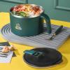 Mtlavishness 900ml Stainless Steel Noodles Bowl with Lid Double Layer Insulation Mobile Phone Holder for Dormitory Office Worker Multifunctional Lunch Box Soup Bowl Green (Green) view 4