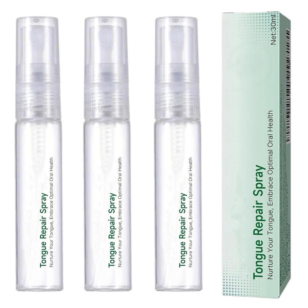 Tongue Repair Spray,Instant Dry Mouth Spray, Sore Tongue Relief,Moisturising Tongue Treatment and Fresh Breath,Fast Acting Mint Breath Spray for Adults (3pcs)