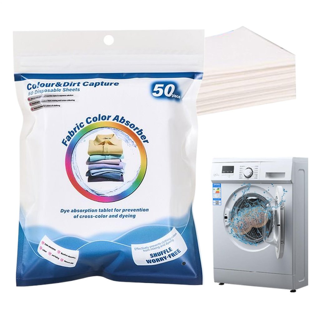 Derwrtup Colour Grabber Wash Sheets, Pack of 50 Sheets, Prevents Colour Transfer on Clothes When Travelling Living Quilt Clothing Fabric