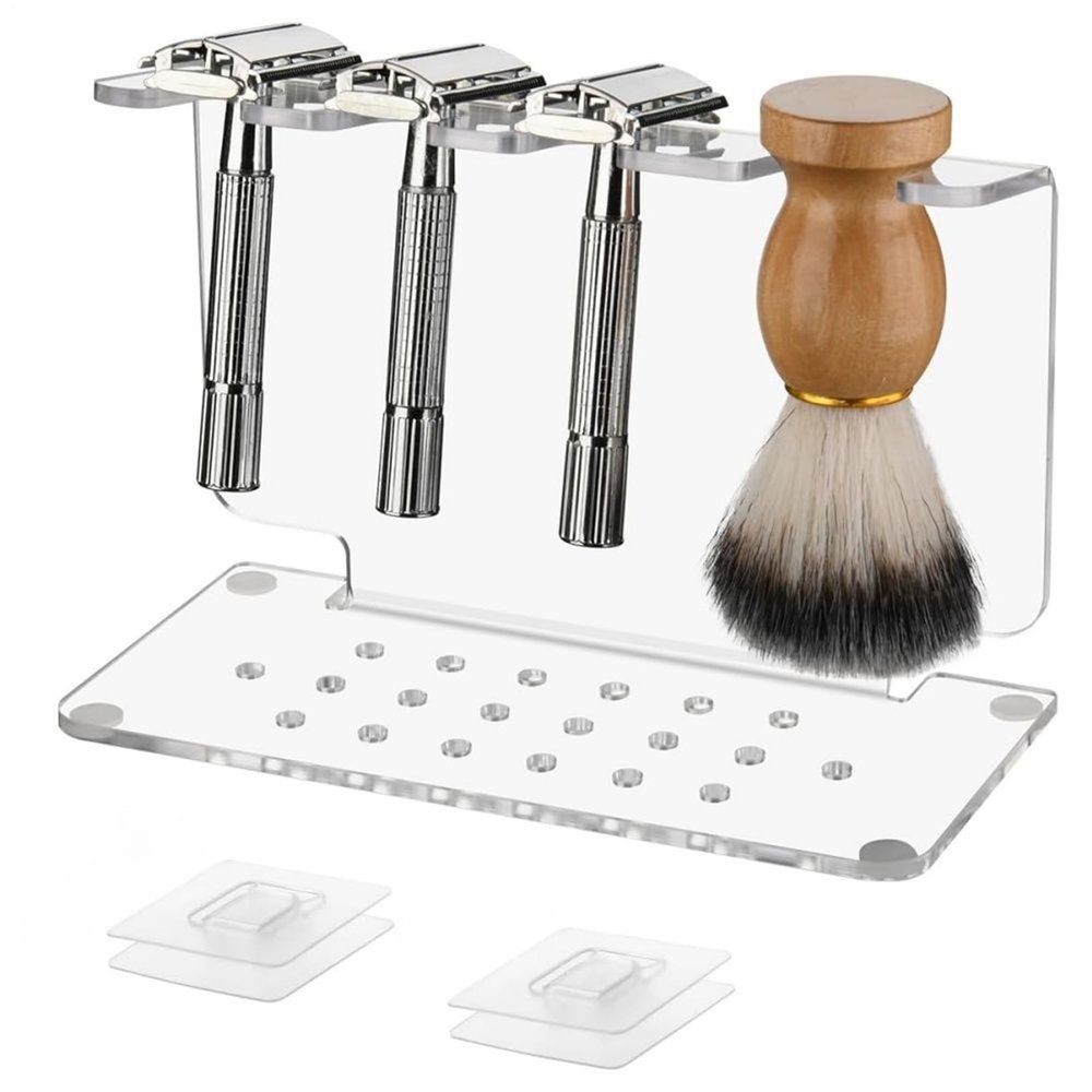 SVCEQZE Razor Holder - Storage Stand for Safety Razors and Shaving Brushes, Space-Saving Storage for the Family