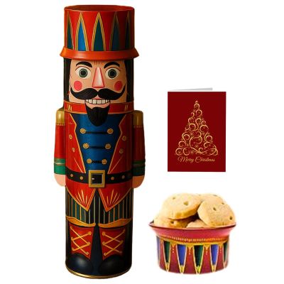 Nutcracker Biscuit Tin with Shortbread Biscuits 135g Festive Christmas Gifts Tin Filled with Traditional Shortbread Cookies, Reusable Decorative Tins for Biscuit Storage