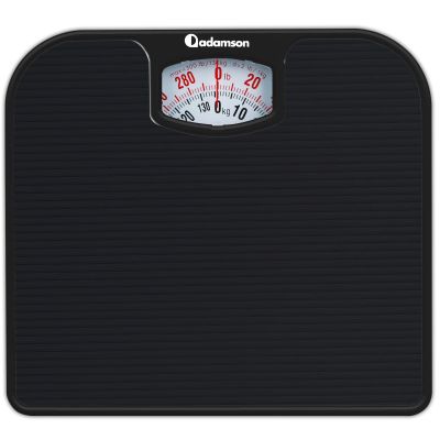 Adamson A21 Analog Scales for Body Weight - Up to 136kg - New Version - Anti-Skid Rubber Surface - Large Numbers - Analog Bathroom Scale - Affordable - Durable with 20-Year Assurance - Full Black