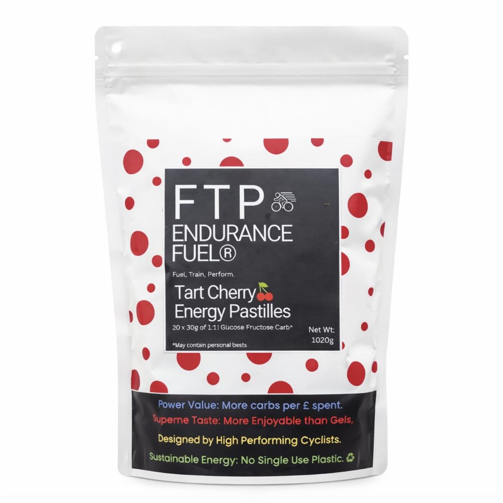 Energy Chews for Running & Cycling Tart Cherry, 30 x 30g Carb Servings (1.02kg), Endurance Fuel, Gel Alternative, Marathon & Triathlon Nutrition | FTP