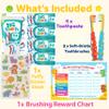 Kids Toothpaste Bundle 4 Big Teeth Toothpastes, 2 Kids Toothbrushes, Brushing Reward Chart & Puffy Stickers for Children - Child Travel Toothpaste Kit for Daily Oral Health (Packaging May Vary) view 3