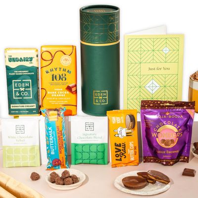 Vegan Chocolate Gift Box with Truffles & Hot Chocolate Set, Gift Hamper For Her, Just Because Vegan Hamper by EDEN & CO
