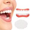 2 Pairs Cosmetic Fake Teeth, Snap on Veneer Teeth Upper and Lower Jaw, Instant Clip in Veneers Dentures, Adjustable Temporary False Teeth for Men and Women view 1