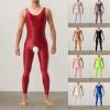 Bodysuit Men's Sexy Underwear Elastic Jumpsuit Sleeveless Undershirt Lingerie Sportwear Shiny Tights Wetlook Pyjamas Stretch Clubwear, O Grey, M view 2