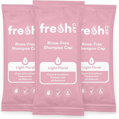 FreshWipes Light Floral Shampoo Cap Pack of 3 - No Rinse for Elderly or Disabled - Cleanses & Conditions For No Shower Access, Camping & Festival Use - Dermatologically Tested