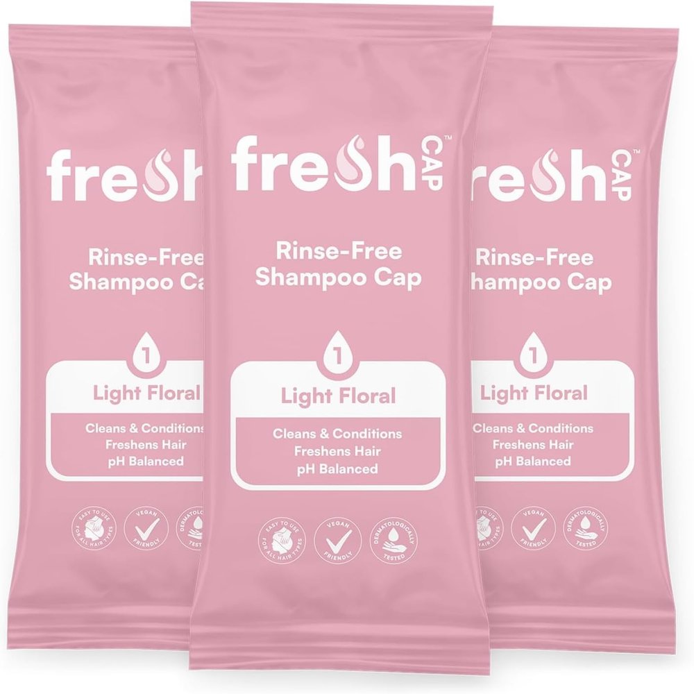 FreshWipes Light Floral Shampoo Cap Pack of 3 - No Rinse for Elderly or Disabled - Cleanses & Conditions For No Shower Access, Camping & Festival Use - Dermatologically Tested