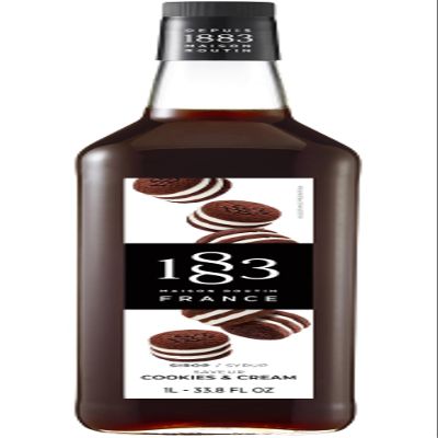 1883 Maison Routin Premium Cookies & Cream Syrup Flavoured Coffee Syrup, Desserts, Milkshakes, Cocktails, Vegan-Friendly, Allergen-Free, No Artificial Colours, 1L Glass Bottle