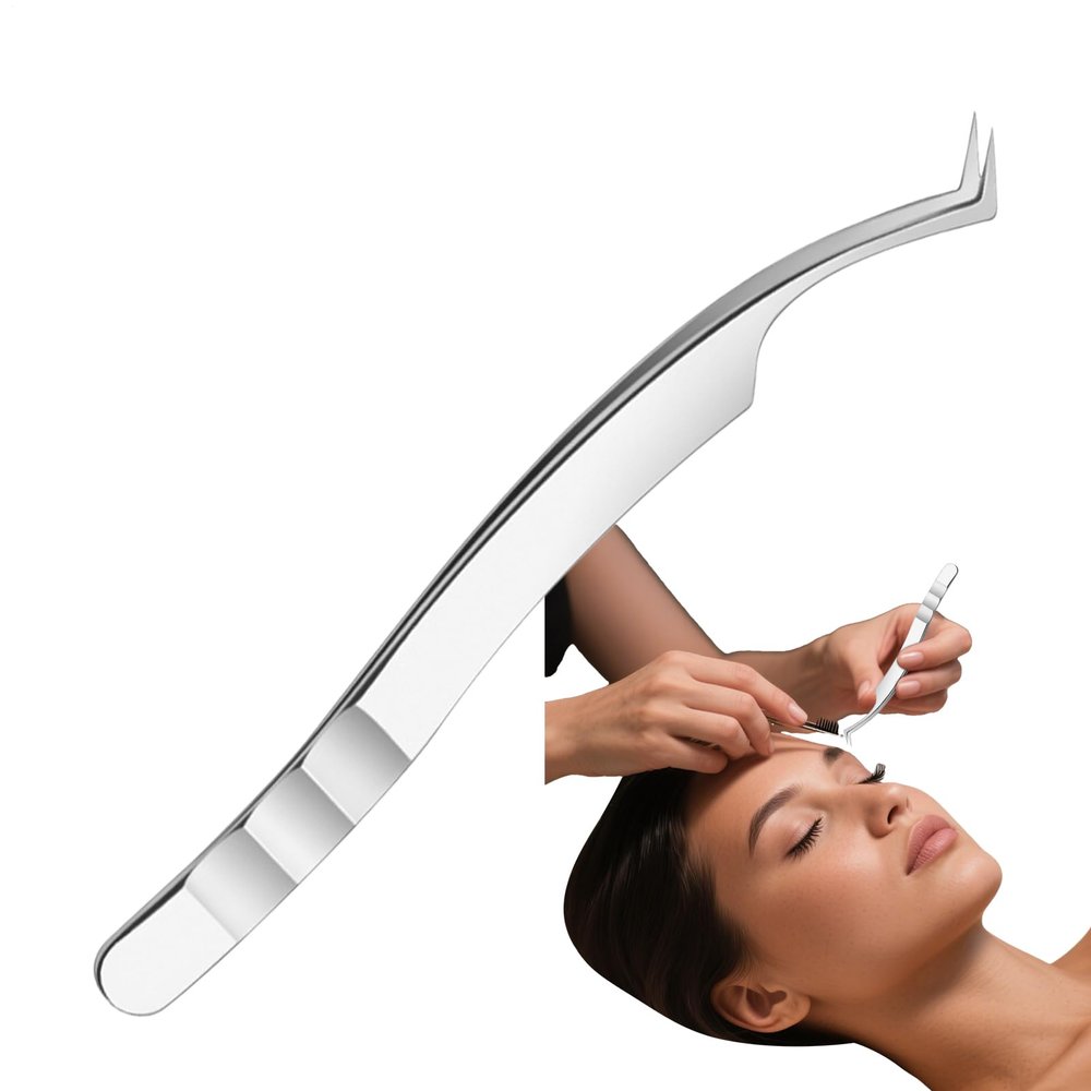 Eyelash Tweezers for Lash Extensions - Lash Cluster Tweezers,Curved Tip Precision Professional Anti Slip Stainless Steel Makeup Tool for Women Daily Grooming Home Travel Girls Facial Morning