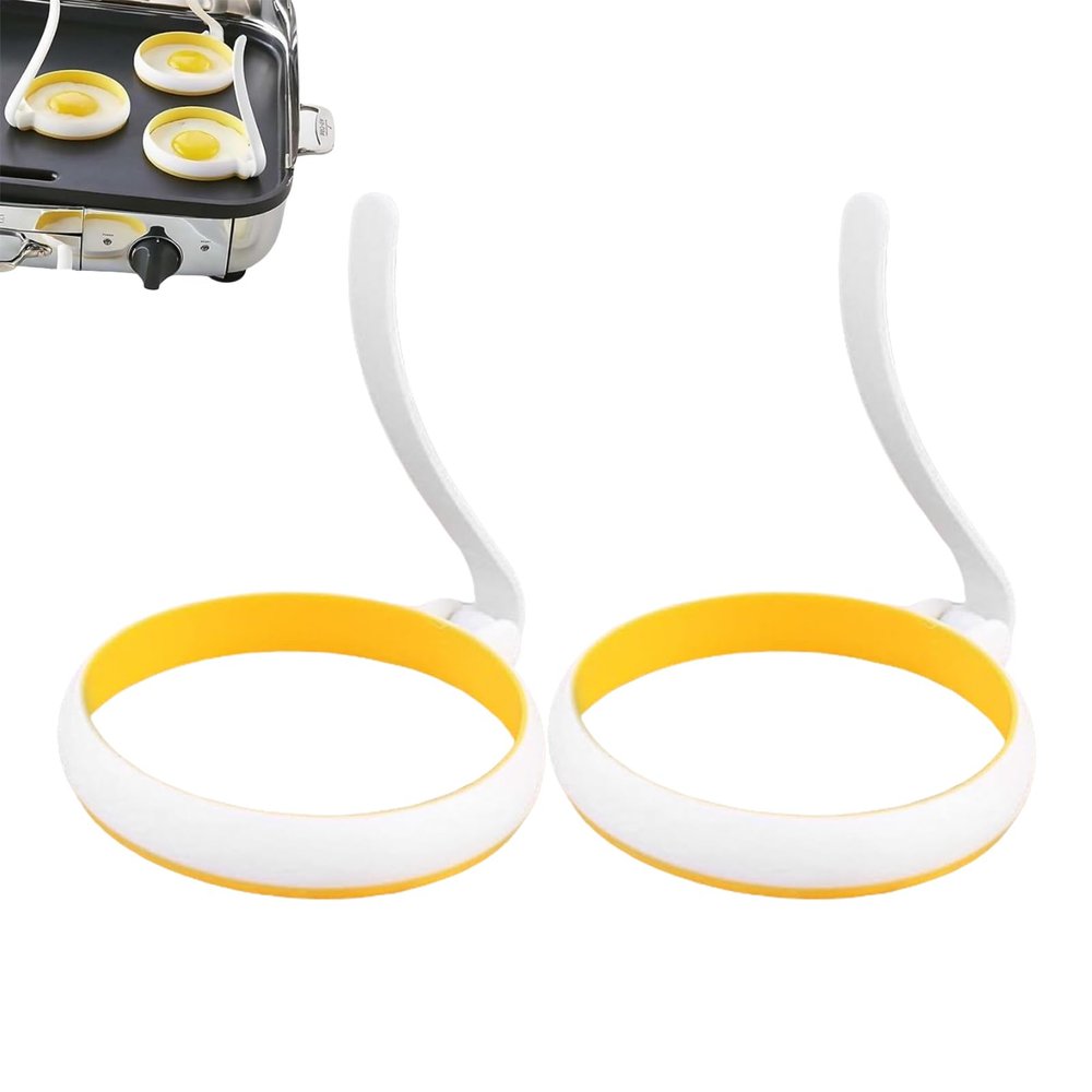 Round Egg Ring Shape, Pack of 2 Round Moulds for Roasting Fried Eggs, for Breakfast, Brunch, Pancakes, Burgers, BBQ, Camping