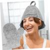 FRCOLOR Felt Sauna Hat and Gloves Set with Cushion for Bath Sauna Use Breathable Grey Cap for Women and Men Protecting Hair in Steam Rooms and Spa Sessions view 4
