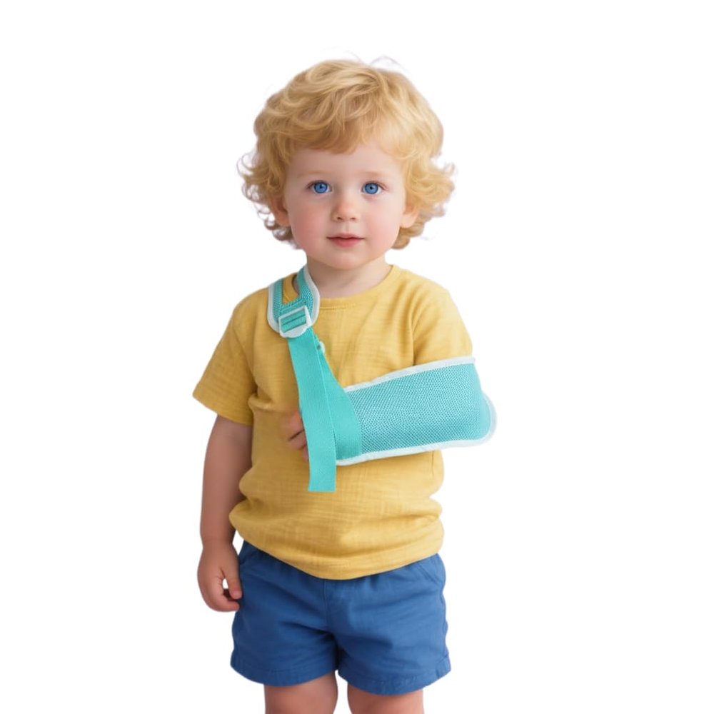 Breathable Kids Arm Sling Support Stabiliser for Wrist/Elbow/Shoulder Injuries,Fits both left and right hands seamlessly (Blue, S)
