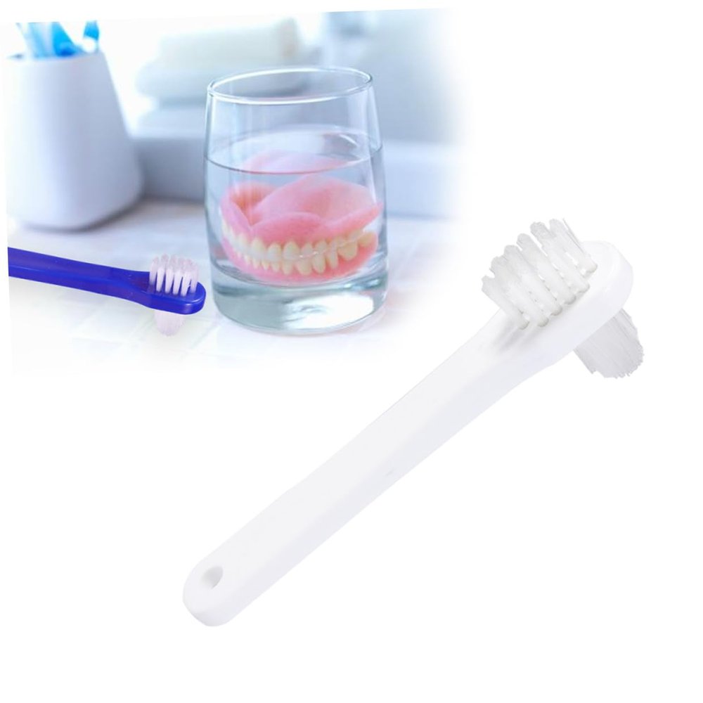 SAFIGLE Double Sided Denture Cleaning Brush 4pcs Set with Dual Heads for False Teeth Care, Soft Bristles for Effective Oral Hygiene, Suitable for Adults and Denture Maintenance