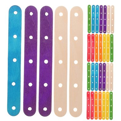 Wooden Craft Sticks with Holes 200pcs Model Parts for Kids and Adults