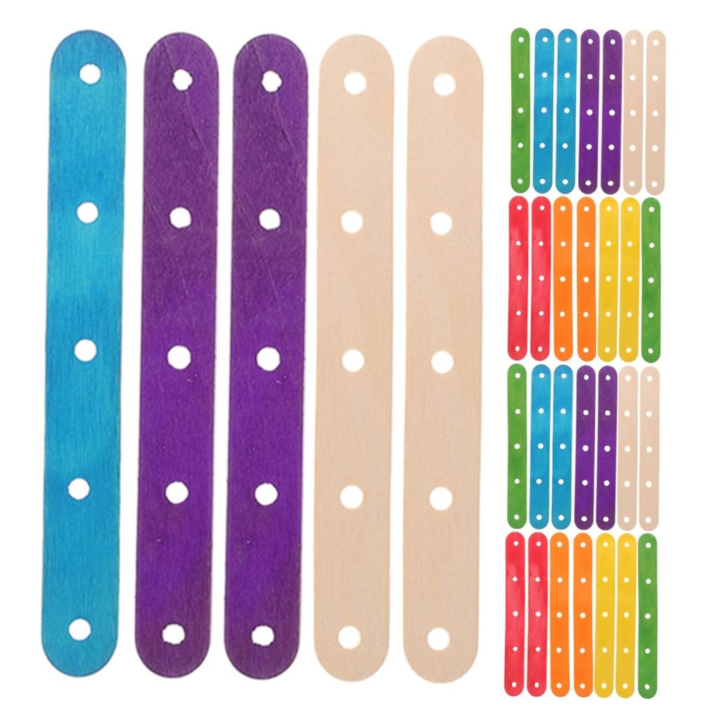 Wooden Craft Sticks with Holes 200pcs Model Parts for Kids and Adults