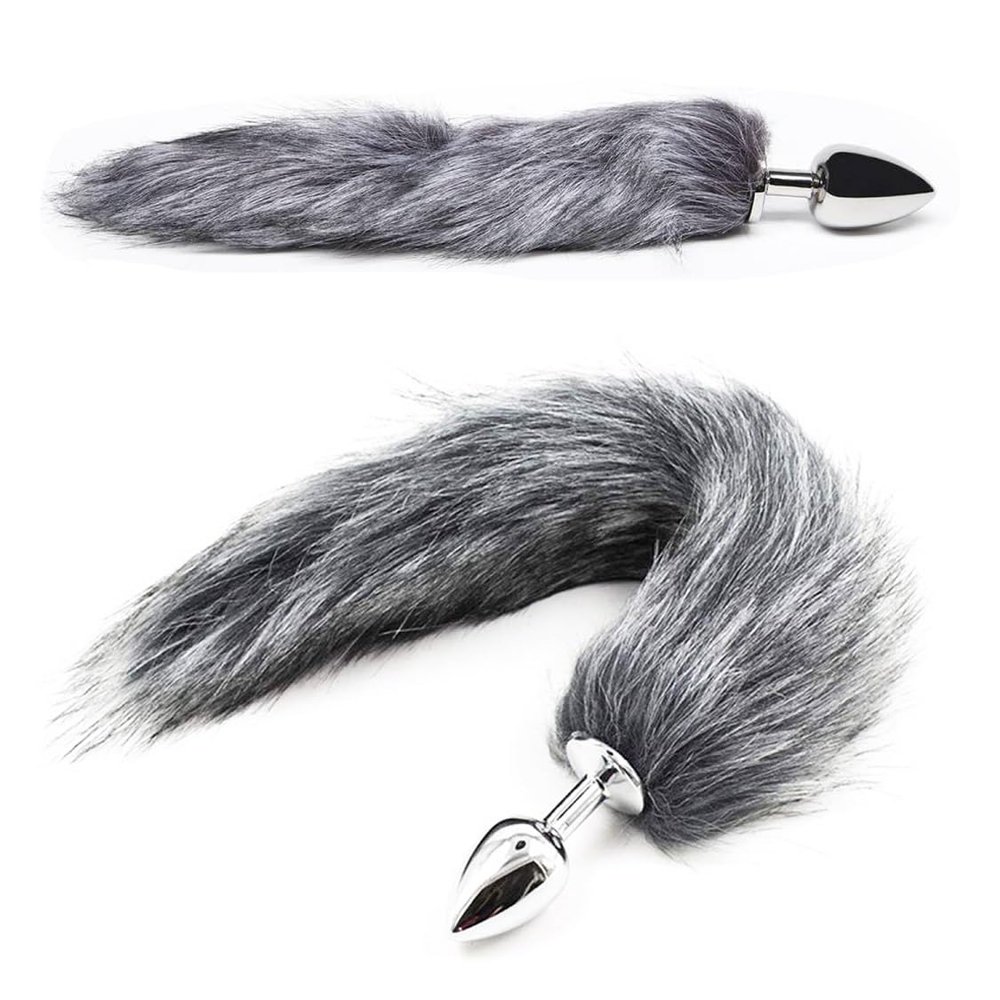 K2YC- 16.7-Inch Stainless Steel Male Women Artificial Fox Tail Exercise Anil Plug Kit with Fluffy Plush for Special Holidays, Can Satisfy Any Idea You Have, Bring Some Nove (Yellow)