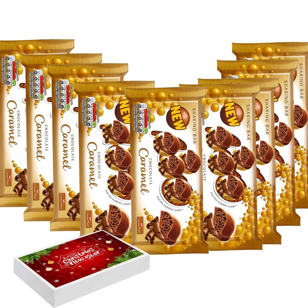 Caramel Chocolate Giant Gifting Bar 295g With Gift Box - Caramel Flavored Giant Christmas Chocolate Bar - ar (9 x Bars)