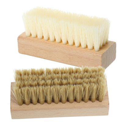 IWOWHERO 2pcs Shoe Cleaning Brush Set with Soft and Hard Bristles, Lightweight Wooden Handle Household Laundry Scrub Brushes for Effective Clothes and Shoe Cleaning